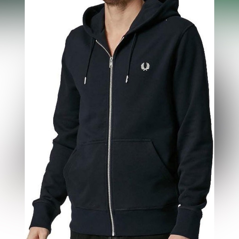 Fred Perry Men’s Loopback Hooded Sweatshirt Navy Marl Blue XL